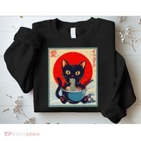 Kawaii Cat Eating Ramen Noodles Funny Anime Irls Teens Cat  Sweatshirt thumb 2