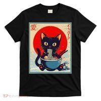 Kawaii Cat Eating Ramen Noodles Funny Anime Irls Teens Cat  T-Shirt thumb 0