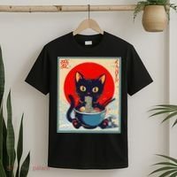 Kawaii Cat Eating Ramen Noodles Funny Anime Irls Teens Cat  T-Shirt thumb 2