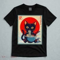 Kawaii Cat Eating Ramen Noodles Funny Anime Irls Teens Cat  T-Shirt thumb 5