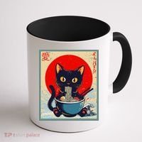 Kawaii Cat Eating Ramen Noodles Funny Anime Irls Teens Cat  Coffee Mug thumb 1