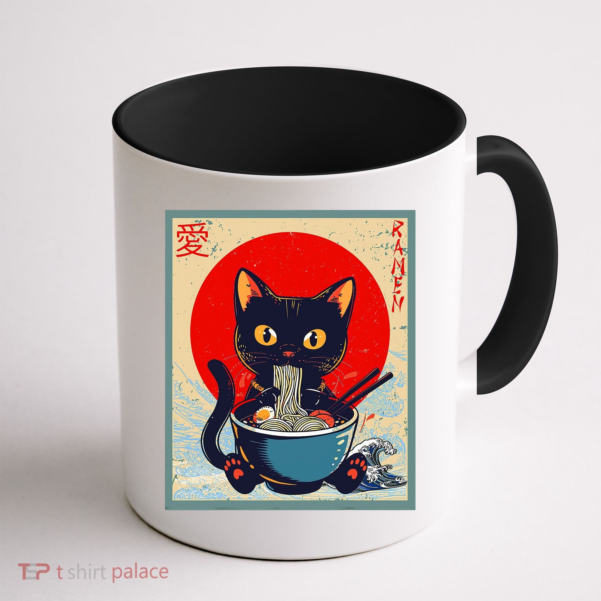 Kawaii Cat Eating Ramen Noodles Funny Anime Irls Teens Cat  Coffee Mug