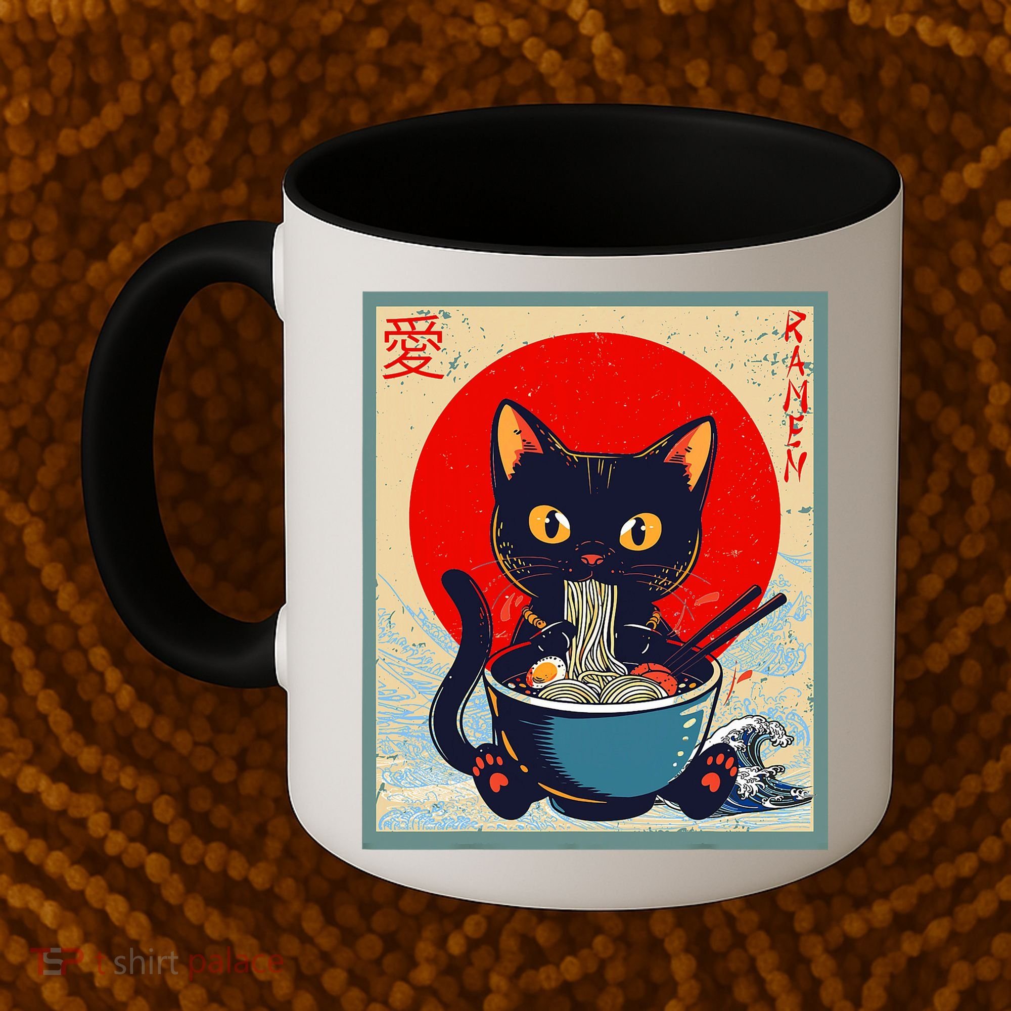 Kawaii Cat Eating Ramen Noodles Funny Anime Irls Teens Cat  Coffee Mug