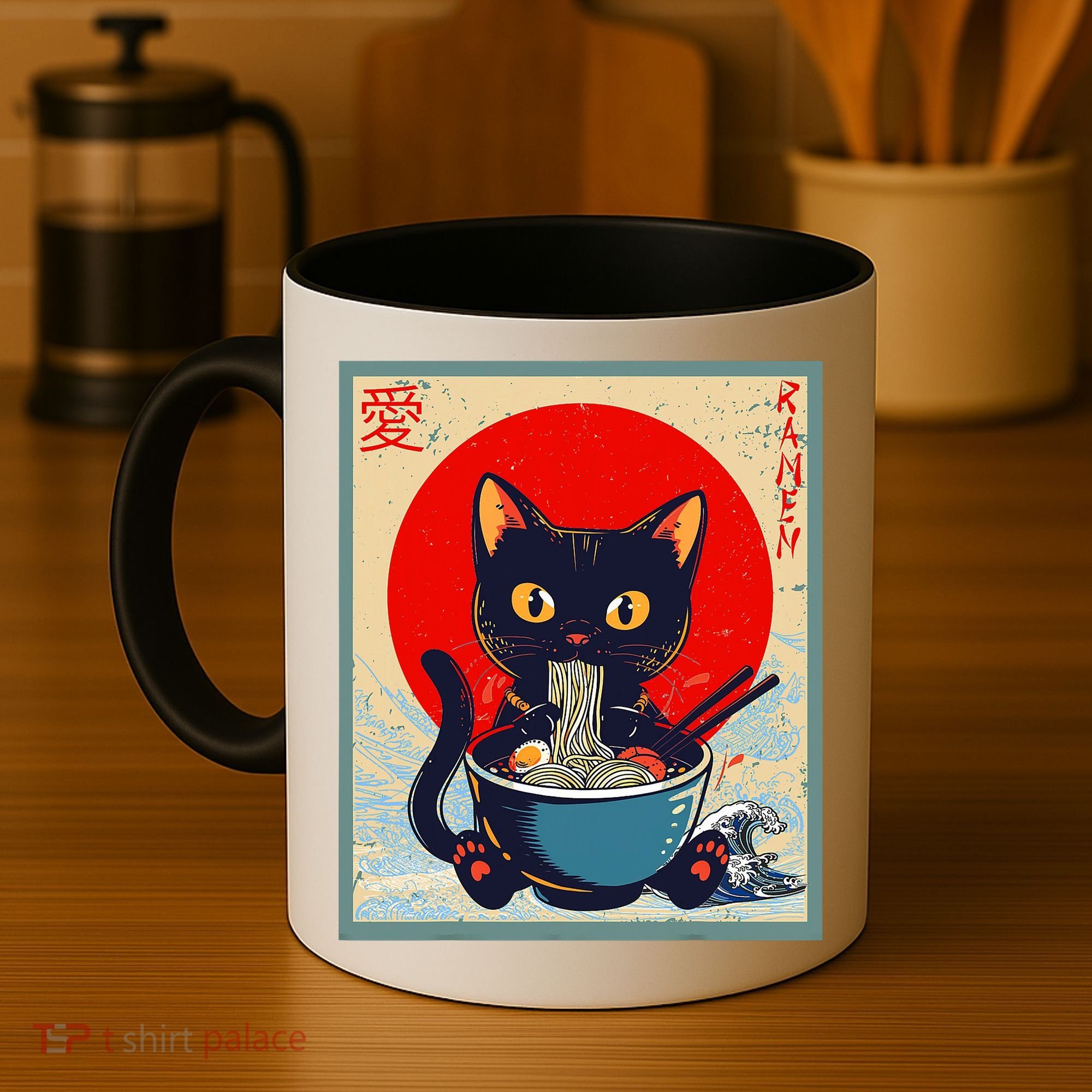 Kawaii Cat Eating Ramen Noodles Funny Anime Irls Teens Cat  Coffee Mug