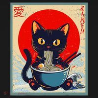 Kawaii Cat Eating Ramen Noodles Funny Anime Irls Teens Cat  Mousepad thumb 1