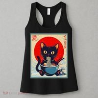 Kawaii Cat Eating Ramen Noodles Funny Anime Irls Teens Cat  Women's Tank Top thumb 3
