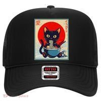 Kawaii Cat Eating Ramen Noodles Funny Anime Irls Teens Cat  Hat thumb 0