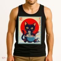 Kawaii Cat Eating Ramen Noodles Funny Anime Irls Teens Cat  Tank Top thumb 3