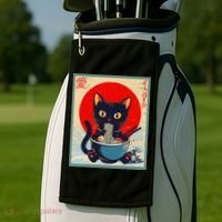 Kawaii Cat Eating Ramen Noodles Funny Anime Irls Teens Cat  Golf Towel thumb 2