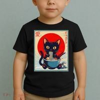 Kawaii Cat Eating Ramen Noodles Funny Anime Irls Teens Cat  Toddler T-Shirt thumb 2