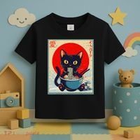 Kawaii Cat Eating Ramen Noodles Funny Anime Irls Teens Cat  Toddler T-Shirt thumb 3