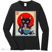 Kawaii Cat Eating Ramen Noodles Funny Anime Irls Teens Cat  Women's Long Sleeve Shirt thumb 0