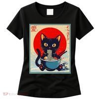 Kawaii Cat Eating Ramen Noodles Funny Anime Irls Teens Cat  Women's T-Shirt thumb 0