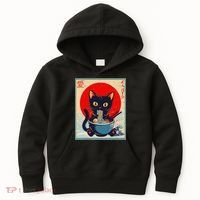 Kawaii Cat Eating Ramen Noodles Funny Anime Irls Teens Cat  Kids Hoodie thumb 0