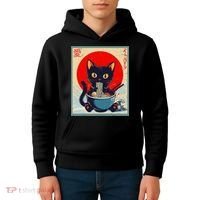 Kawaii Cat Eating Ramen Noodles Funny Anime Irls Teens Cat  Kids Hoodie thumb 4