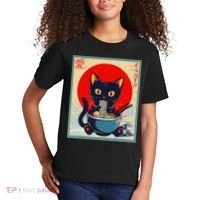 Kawaii Cat Eating Ramen Noodles Funny Anime Irls Teens Cat  Kids T-Shirt thumb 2