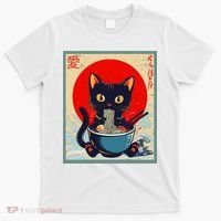Kawaii Cat Eating Ramen Noodles Funny Anime Girl Cat T-Shirt thumb 0