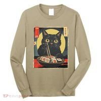Kawaii Cat Eating Sushi Funny Japanese Anime Cute Cat Long Sleeve Shirt thumb 0