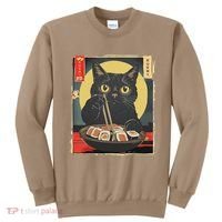 Kawaii Cat Eating Sushi Funny Japanese Anime Cute Cat Sweatshirt thumb 0