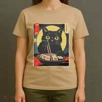 Kawaii Cat Eating Sushi Funny Japanese Anime Cute Cat T-Shirt thumb 4