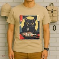 Kawaii Cat Eating Sushi Funny Japanese Anime Cute Cat T-Shirt thumb 6