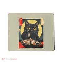 Kawaii Cat Eating Sushi Funny Japanese Anime Cute Cat Mousepad thumb 0