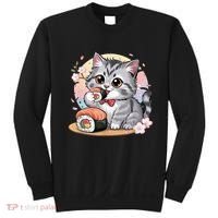 Kawaii Cat Eating Sushi Cute Anime For Cat Lovers  Sweatshirt thumb 0