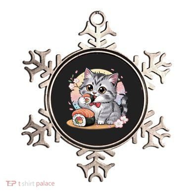 Kawaii Cat Eating Sushi Cute Anime For Cat Lovers  Ornament