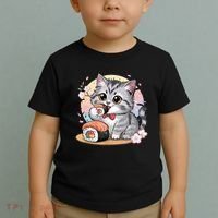 Kawaii Cat Eating Sushi Cute Anime For Cat Lovers  Toddler T-Shirt thumb 2