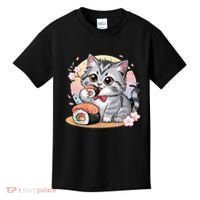 Kawaii Cat Eating Sushi Cute Anime For Cat Lovers  Kids T-Shirt thumb 0