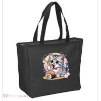 Kawaii Cat Eating Sushi Cute Anime For Cat Lovers  Tote Bag thumb 2