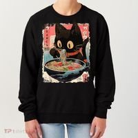 Kawaii Cat Eating Ramen Noodles Anime Women's Sweatshirt thumb 0