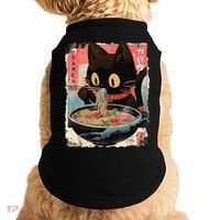 Kawaii Cat Eating Ramen Noodles Anime Doggie Tank thumb 0
