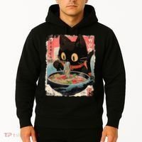 Kawaii Cat Eating Ramen Noodles Anime Hoodie thumb 2