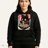 Kawaii Cat Eating Ramen Noodles Anime Hoodie thumb 5
