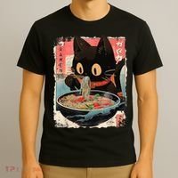 Kawaii Cat Eating Ramen Noodles Anime T-Shirt thumb 3