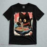 Kawaii Cat Eating Ramen Noodles Anime T-Shirt thumb 5