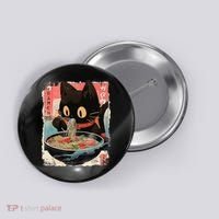 Kawaii Cat Eating Ramen Noodles Anime Button thumb 0