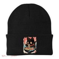 Kawaii Cat Eating Ramen Noodles Anime Beanie thumb 0
