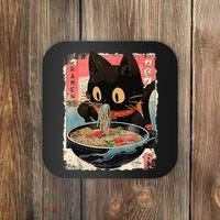 Kawaii Cat Eating Ramen Noodles Anime Coaster thumb 0