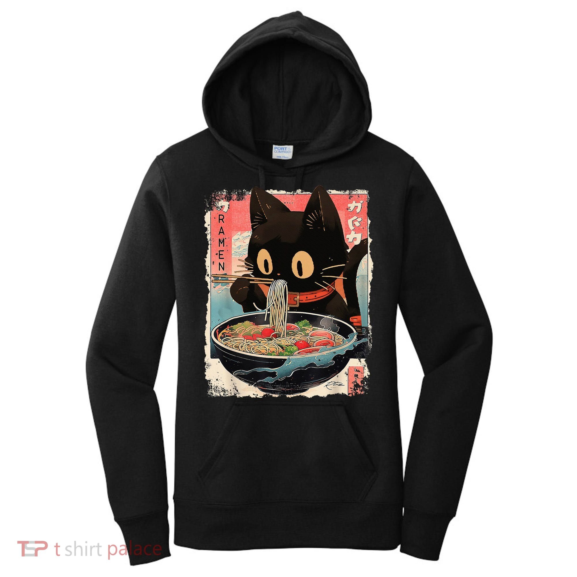 Kawaii Cat Eating Ramen Noodles Anime Women's Hoodie