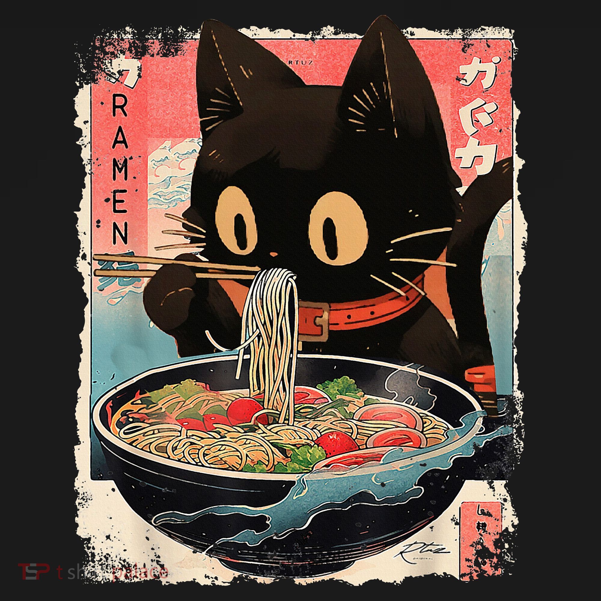 Kawaii Cat Eating Ramen Noodles Anime Women's Tank Top