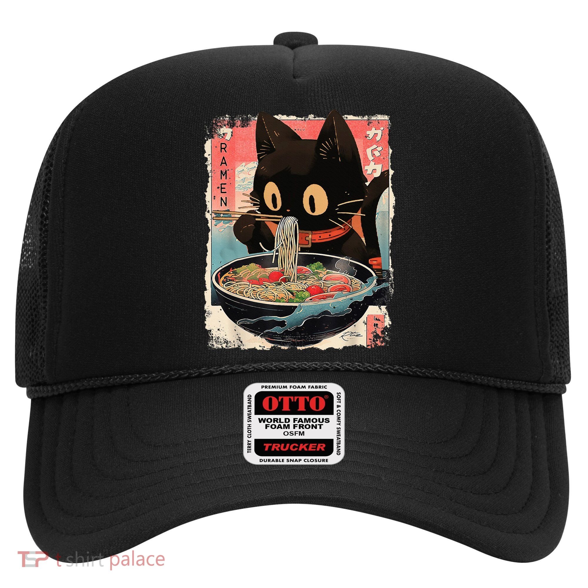 Kawaii Cat Eating Ramen Noodles Anime Hat