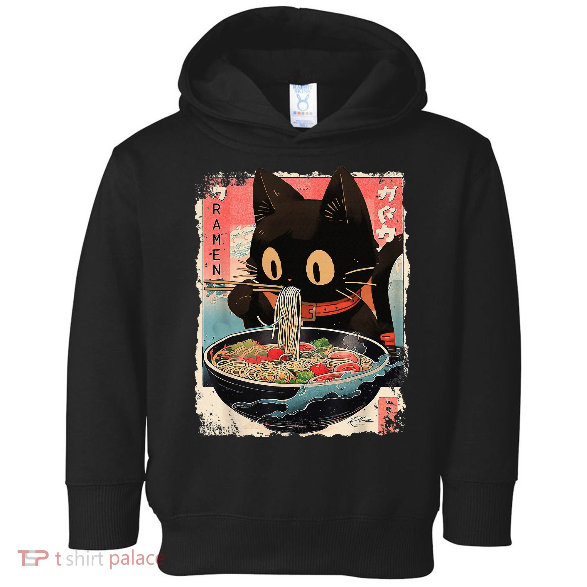 Kawaii Cat Eating Ramen Noodles Anime Toddler Hoodie
