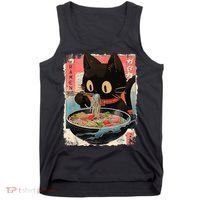Kawaii Cat Eating Ramen Noodles Anime Tank Top thumb 0