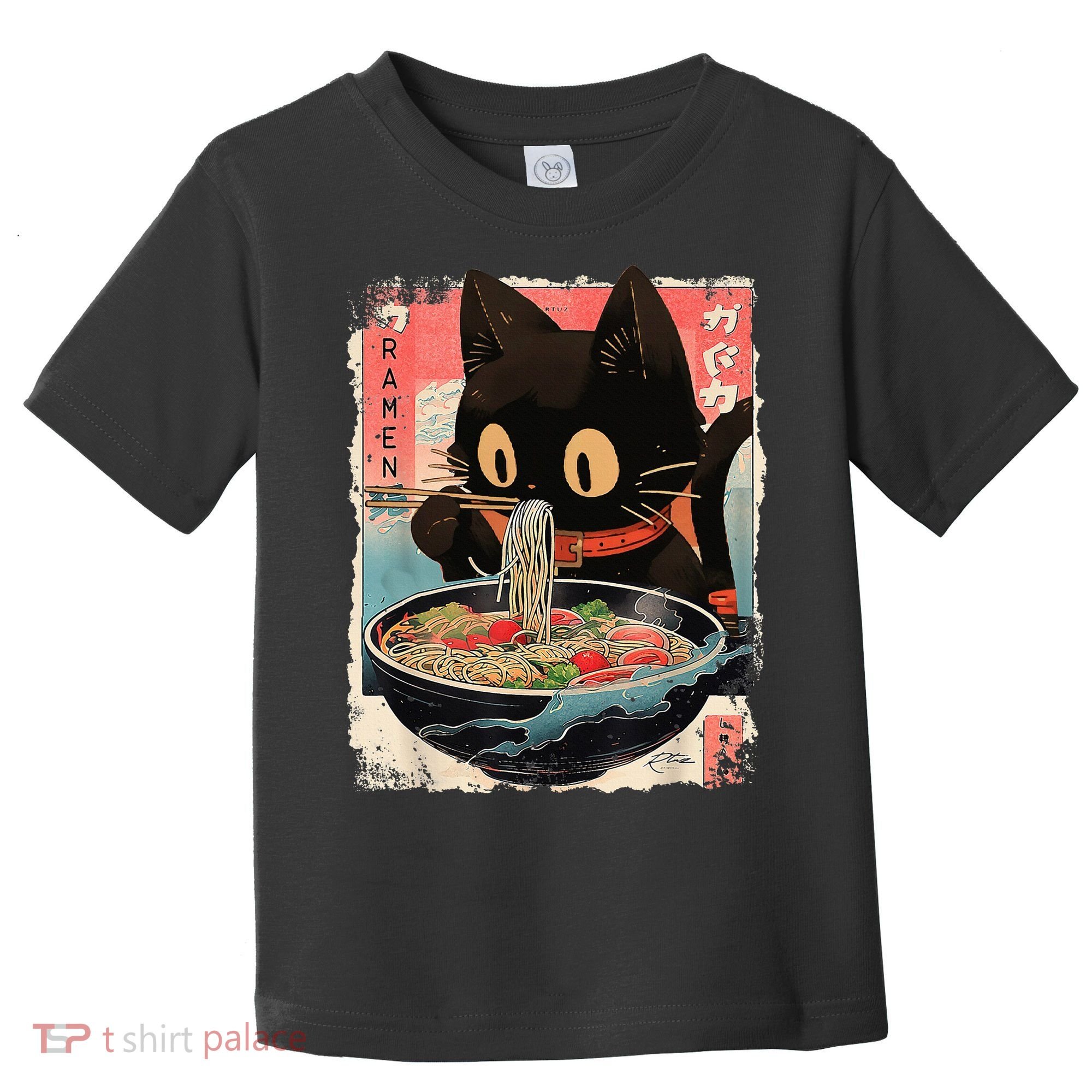 Kawaii Cat Eating Ramen Noodles Anime Toddler T-Shirt