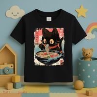 Kawaii Cat Eating Ramen Noodles Anime Toddler T-Shirt thumb 3