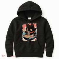 Kawaii Cat Eating Ramen Noodles Anime Kids Hoodie thumb 0