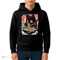 Kawaii Cat Eating Ramen Noodles Anime Kids Hoodie thumb 4