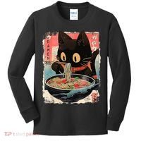 Kawaii Cat Eating Ramen Noodles Anime Kids Long Sleeve Shirt thumb 0